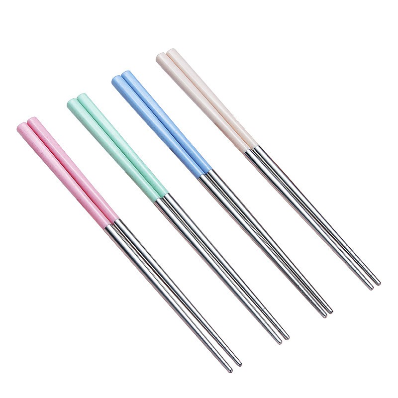 Đũa Làm Bằng Thép Không Gỉ 304 Và Rơm Lúa Mì Chống Trượt Phong Cách Nhật