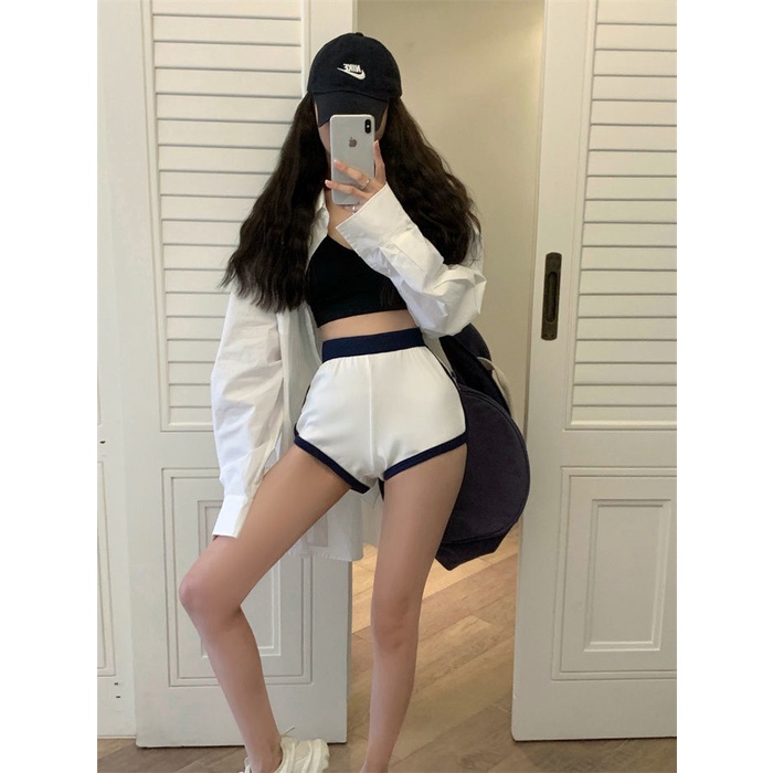 Quần Short Thể Thao Mỏng Lưng Cao Ống Rộng Thời Trang Mùa Hè Hàng Mới 2022 Quần Đùi Nữ