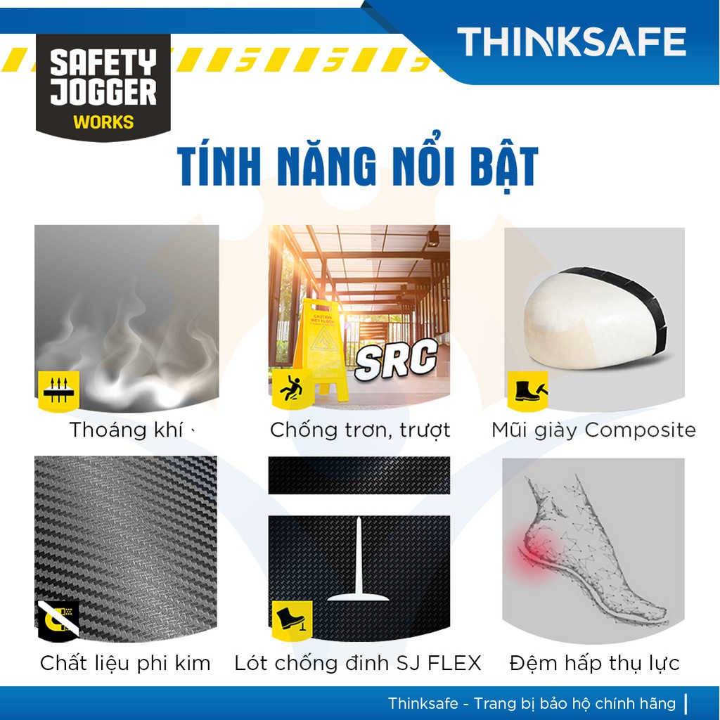 Giày bảo hộ lao động nam Jogger Thinksafe, giầy chống đinh, vải lưới thoáng khí, siêu nhẹ, kiểu dáng thể thao - Raptor