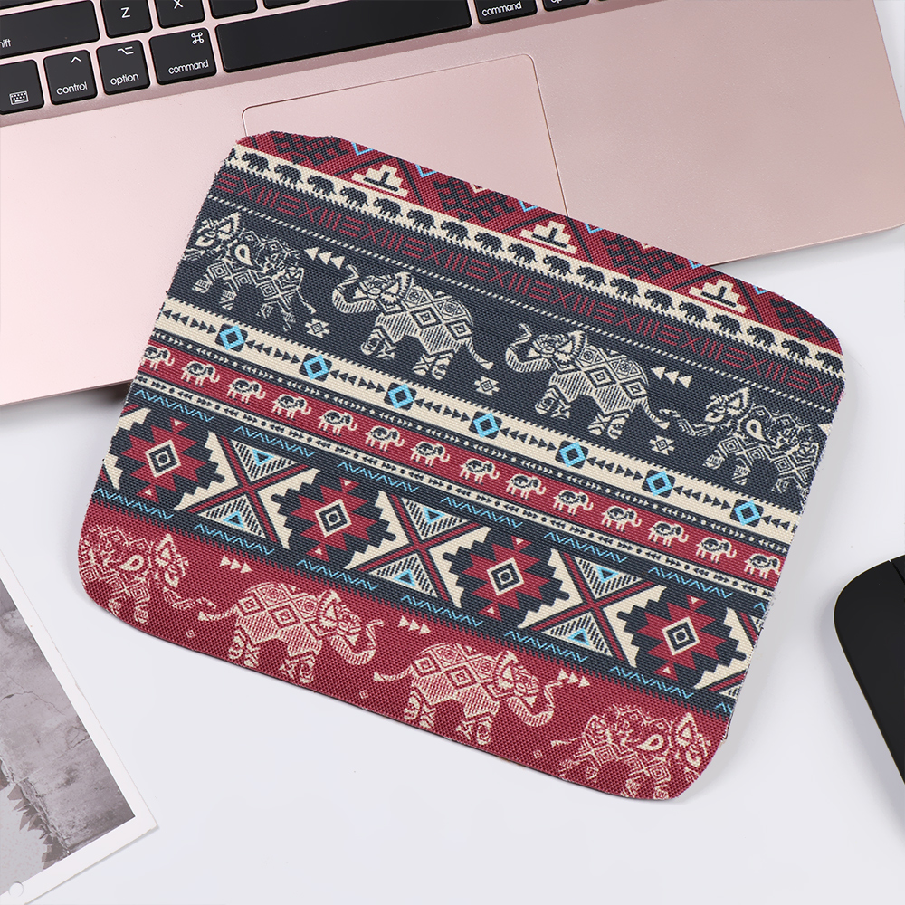 ☆YOLA☆ 1PC Craft Mice Mat Game Ethnic Style Mousepad Water Coaster Rubber Anti-slip Computer Table Decoration Round Home Office Desk Cushion