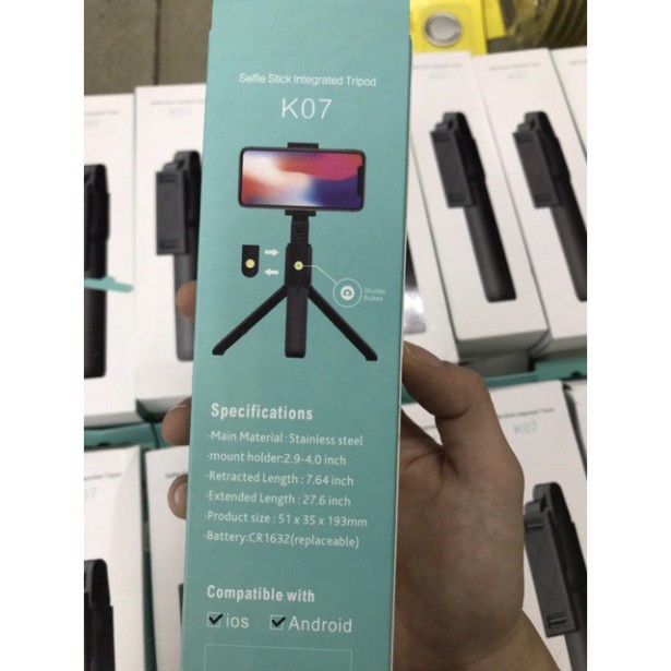Gậy chụp hình kiêm Tripod 3 chân + Nút bluetooth K07 chính hãng , Hàng Loại 1 | BigBuy360 - bigbuy360.vn