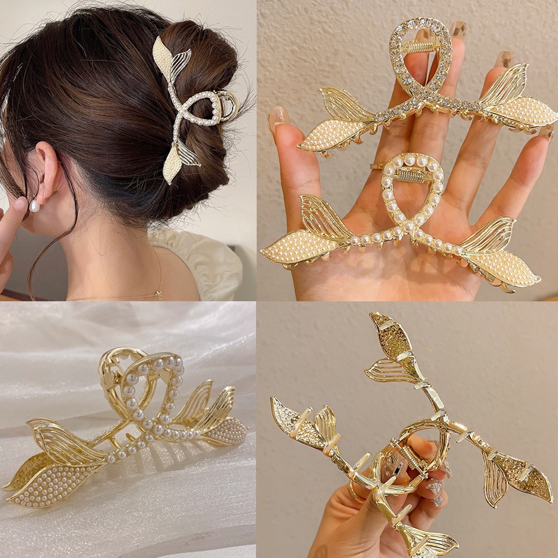 Kẹp Tóc Đuôi Cá Đính Đá Và Ngọc Trai Thời Trang Hàn Quốc 2022 Cho Nữ