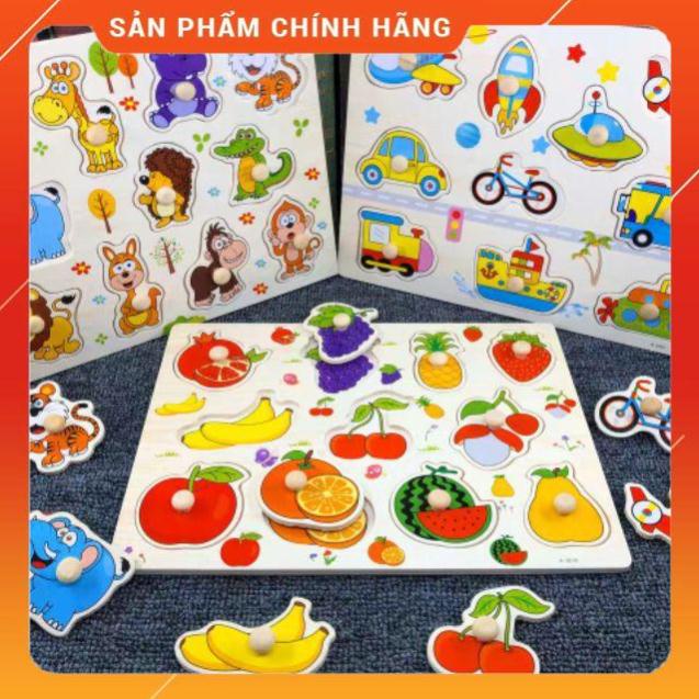Đồ chơi bảng núm gỗ thông minh ghép hình học chữ cái chữ số con vật phương tiện cho bé nhiều chủ đề to đẹp
