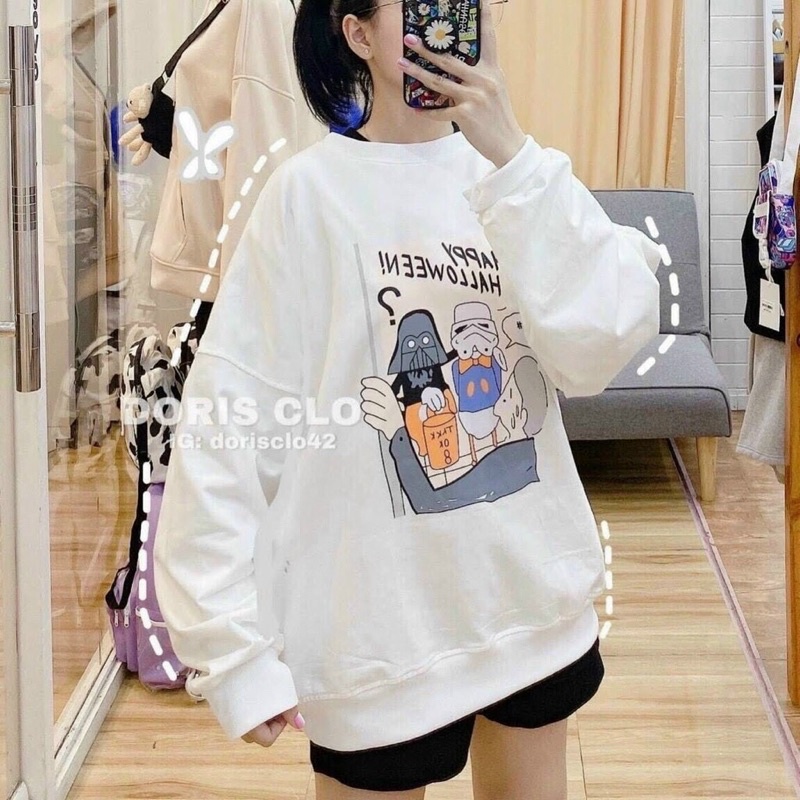 Áo khoác chui sweater không nón nỉ ngoại unisex ulzzang nam nữ