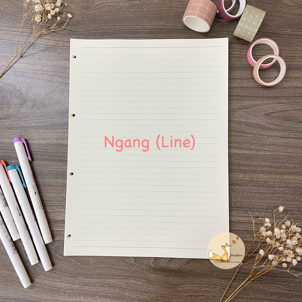 Ruột sổ còng giấy refill 20 26 lỗ A5 B5 A4 bullet journal planner 120 trang