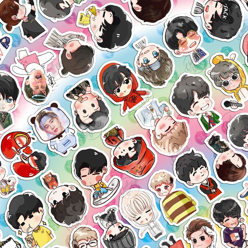 Combo 25/50/75 sticker hình dán decal chống nước chủ đề JACK J97 Phương Tuấn chibi dễ thương dán laptop điện thoại