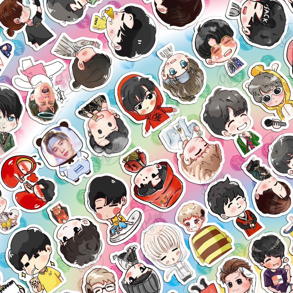 Combo 25/50/75 sticker hình dán decal chống nước chủ đề Jack J97 Phương Tuấn chibi dễ thương dán laptop điện thoại