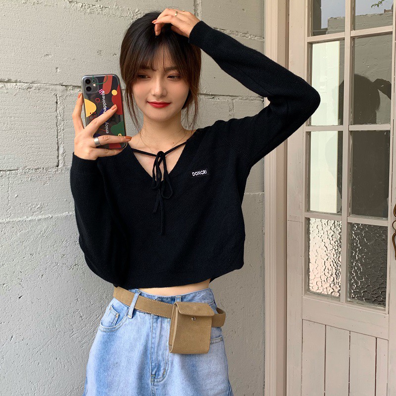 Áo Sweater Tay Dài Dáng Rộng Thời Trang Xinh Xắn Cho Nữ