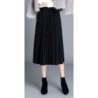 Chân váy xếp ly dáng dài màu đen Hus free size 42-65kg | BigBuy360 - bigbuy360.vn