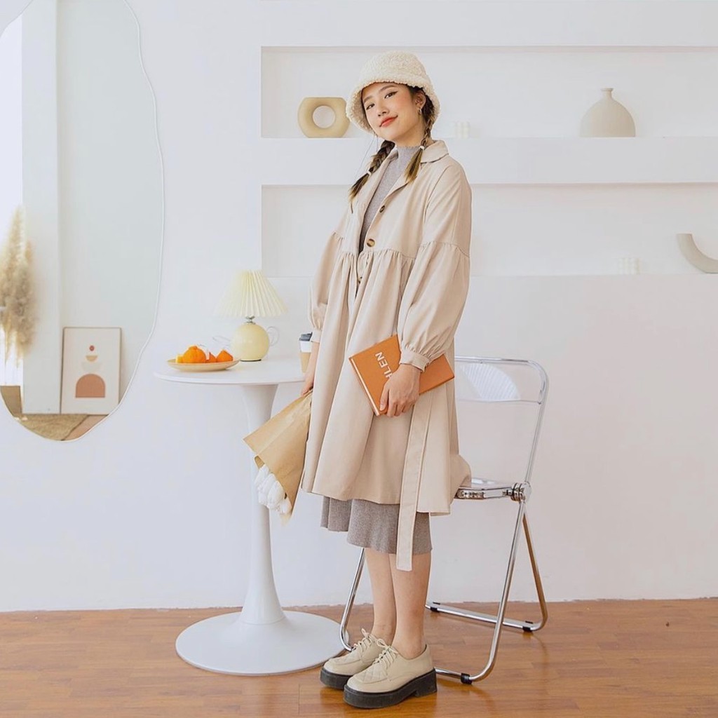 Naked By V - Áo Latte Trench Coat