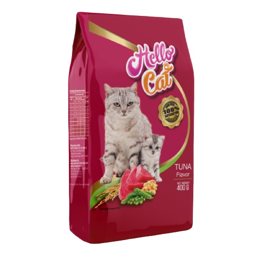 Hạt cho mèo Hello Cat, Hạt cho mèo từ 3 tháng tuổi túi 400gr