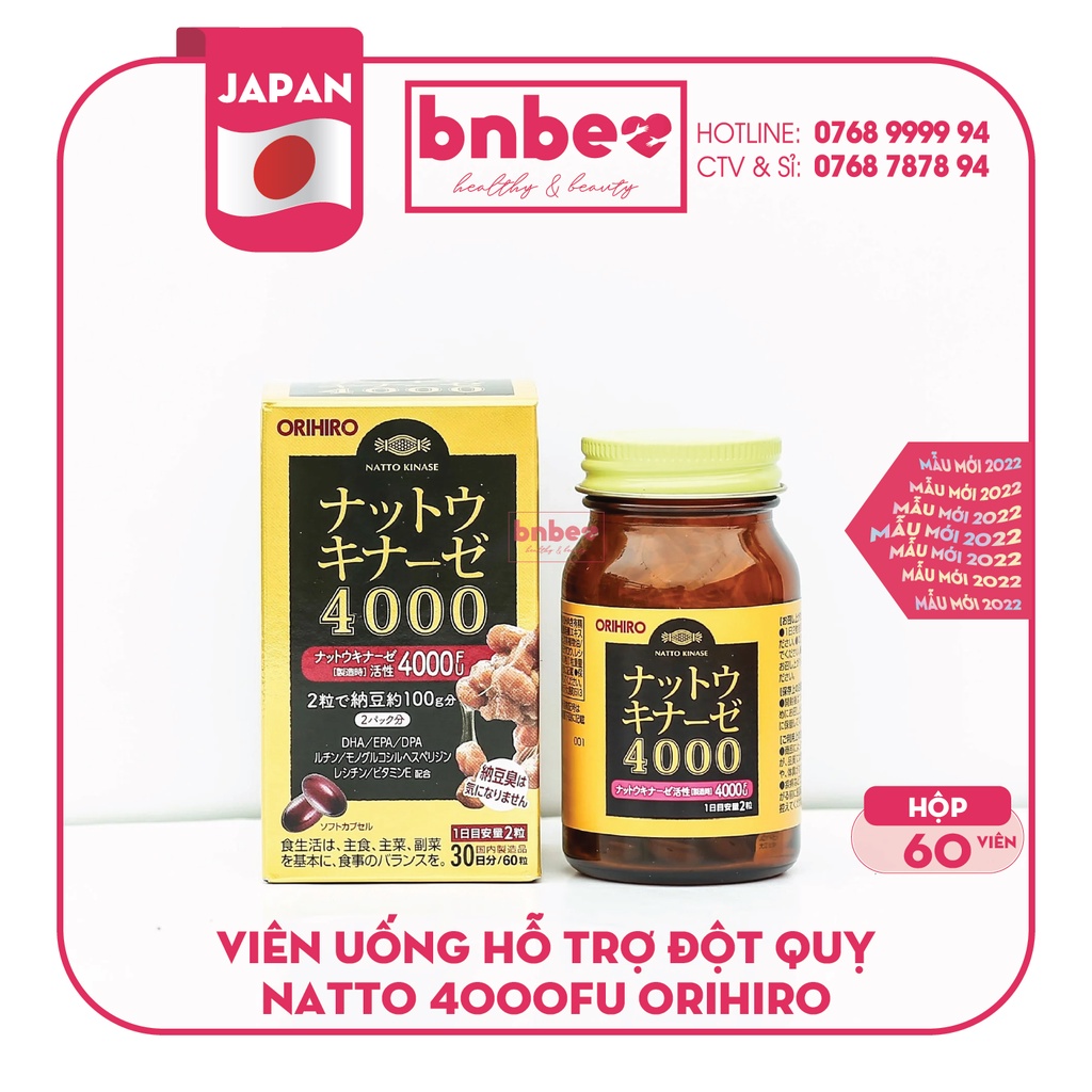 Viên Uống Hỗ Trợ Đột Quỵ Natto 4000 FU 4000FU Orihiro 60 Viên