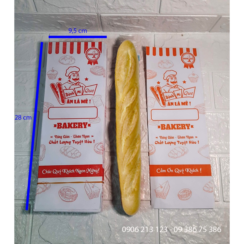 Túi giấy đựng bánh mì que 100 cái