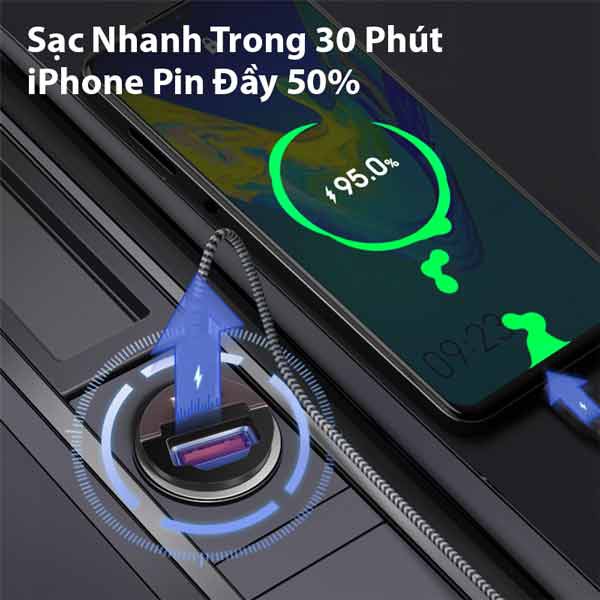 Tẩu Sạc Nhanh Xe Hơi 30W Zendure 2 Cổng Sạc USB-A &amp; USB-C Thích Hợp Cho Nhiều Dòng Laptop, Smart Phone Và Tablet