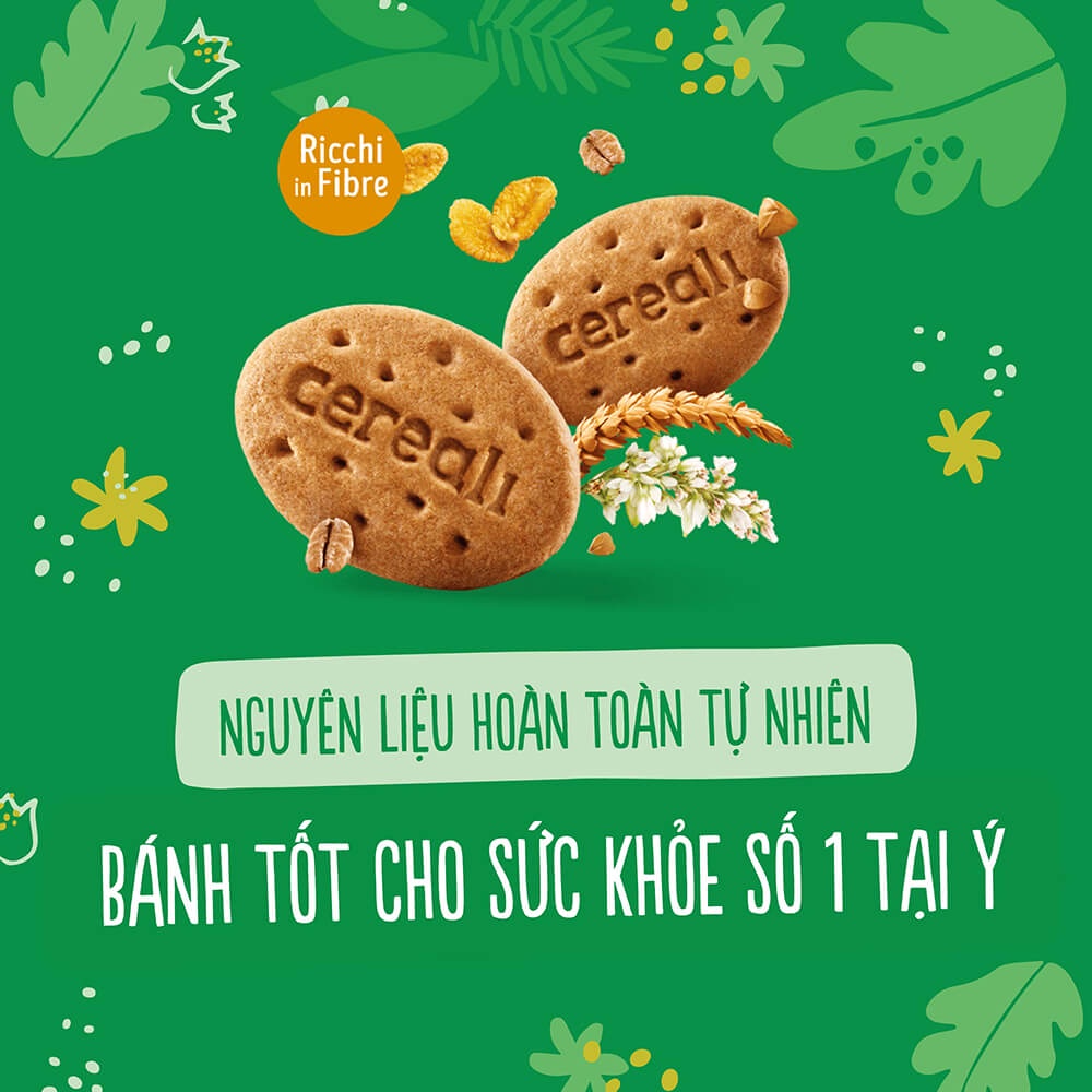 Bánh qui lúa mì, ngũ cốc, 4 loại ngũ cốc Misura Ý 120g dùng dầu hướng dương, giàu chất xơ