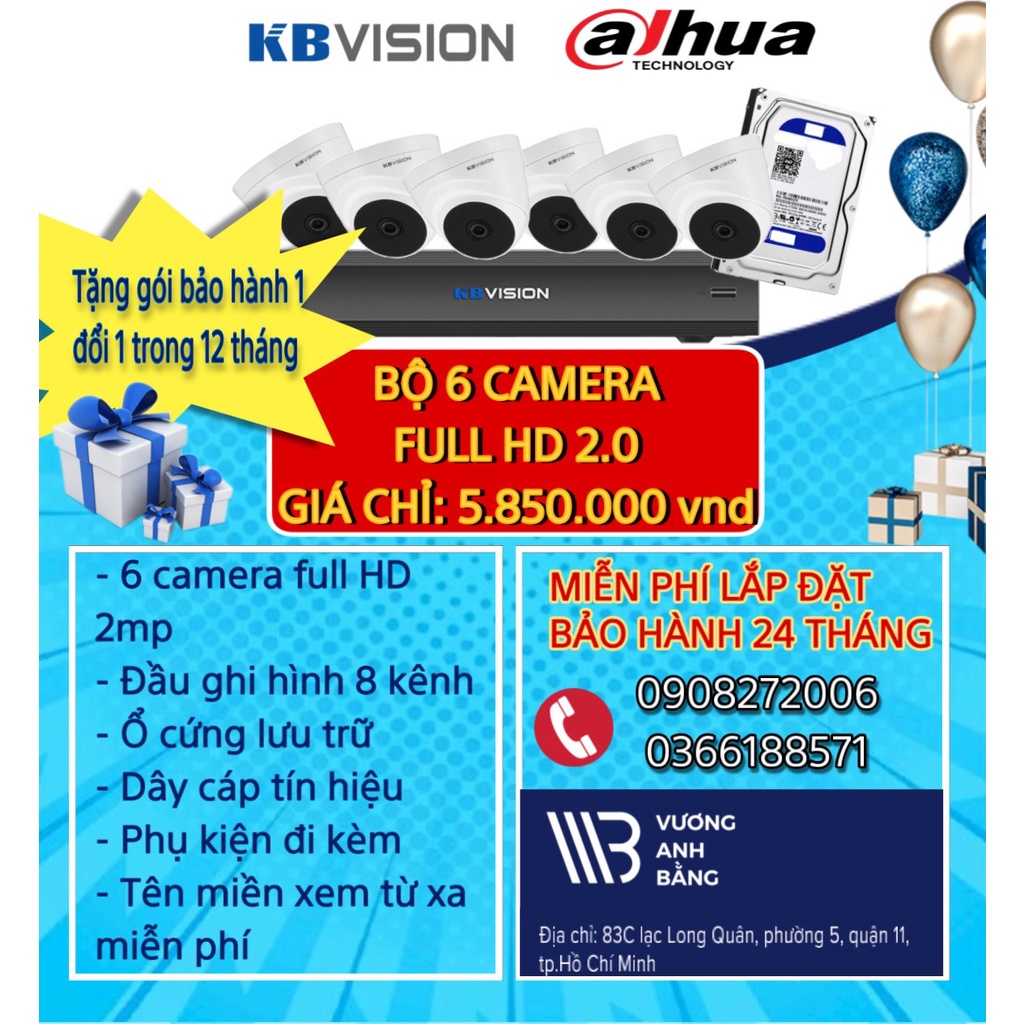 Trọn bộ 4 camera 2.0 Megapixel giá rẻ lắp đặt tại nhà- Không phát sinh chi phí, bao ông lắp đặt