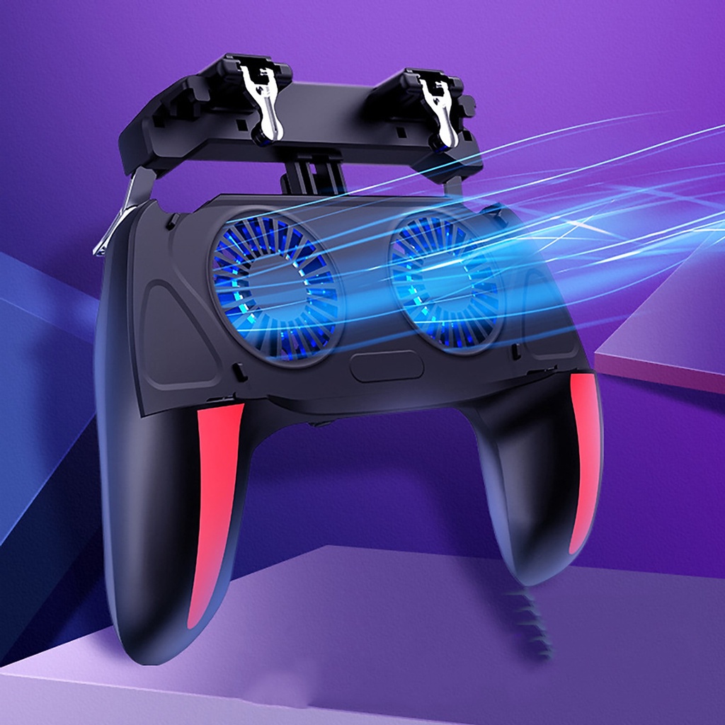 ☇Tay cầm chơi game H10 sạc làm mát kép giá đỡ điện thoại điều khiển PUBG ROS liên quân