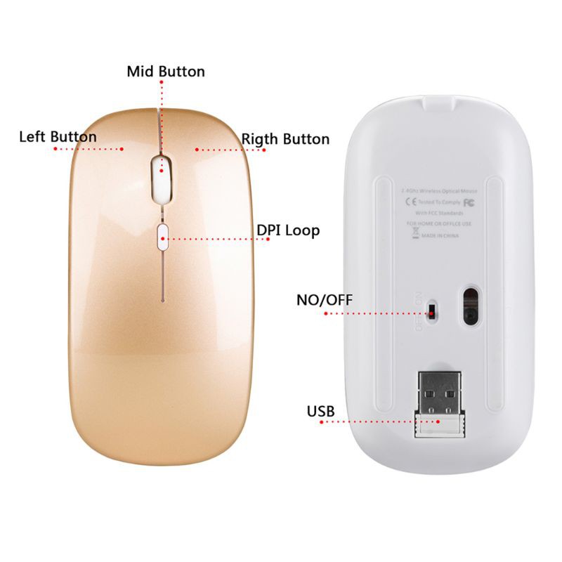 Star✨M80 Wireless Mouse 2.4G USB Rechargeable Mouse 1600DPI