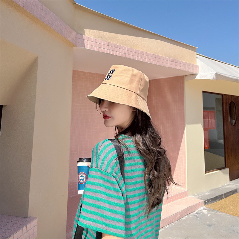 Mũ Bucket Trơn Nón Tai Bèo Vành Cụp Chữ C Viền Caro 467 Nhiều Màu Sắc Ulzzang Form Unisex Nam Nữ - Hazo