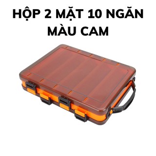 Hộp đựng mồi lure 2 mặt 10 ngăn kt 20 x 17 x 4.5cm, hộp nhựa đựng mồi giả cá lóc chẽm câu lure suối câu biển