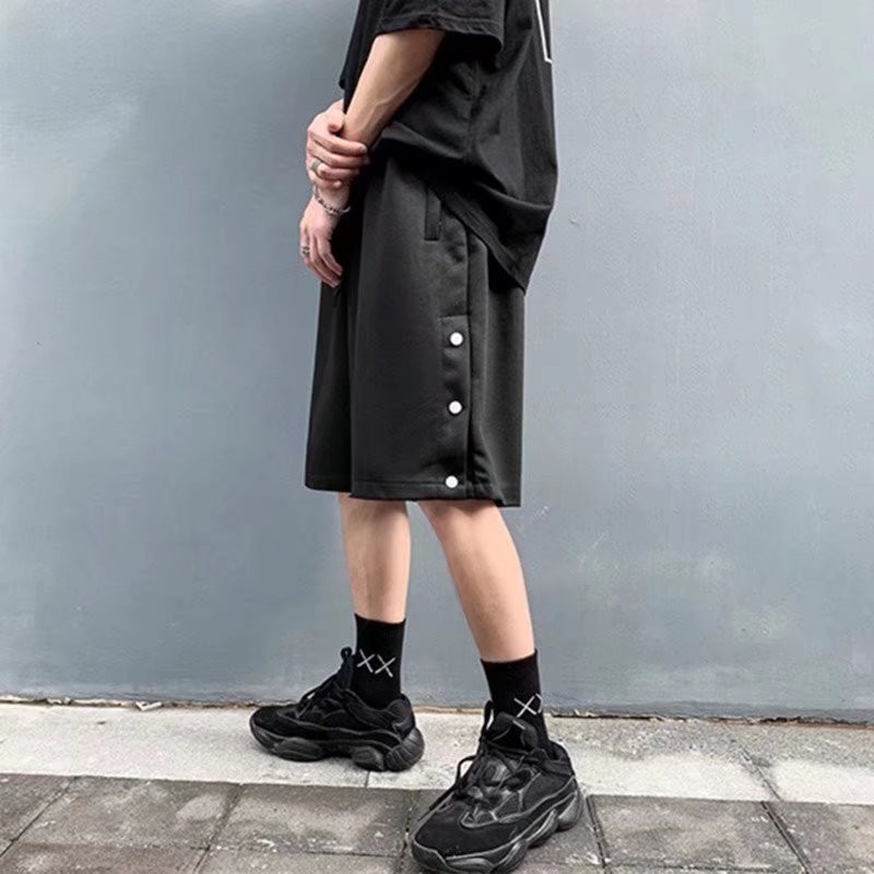 Quần Short Thể Thao Dáng Suông Cài Nút Bên Hông In Họa Tiết Phong Cách Hiphop Đường Phố Hàn Quốc Cho Nam Giới Có Size M-3XL