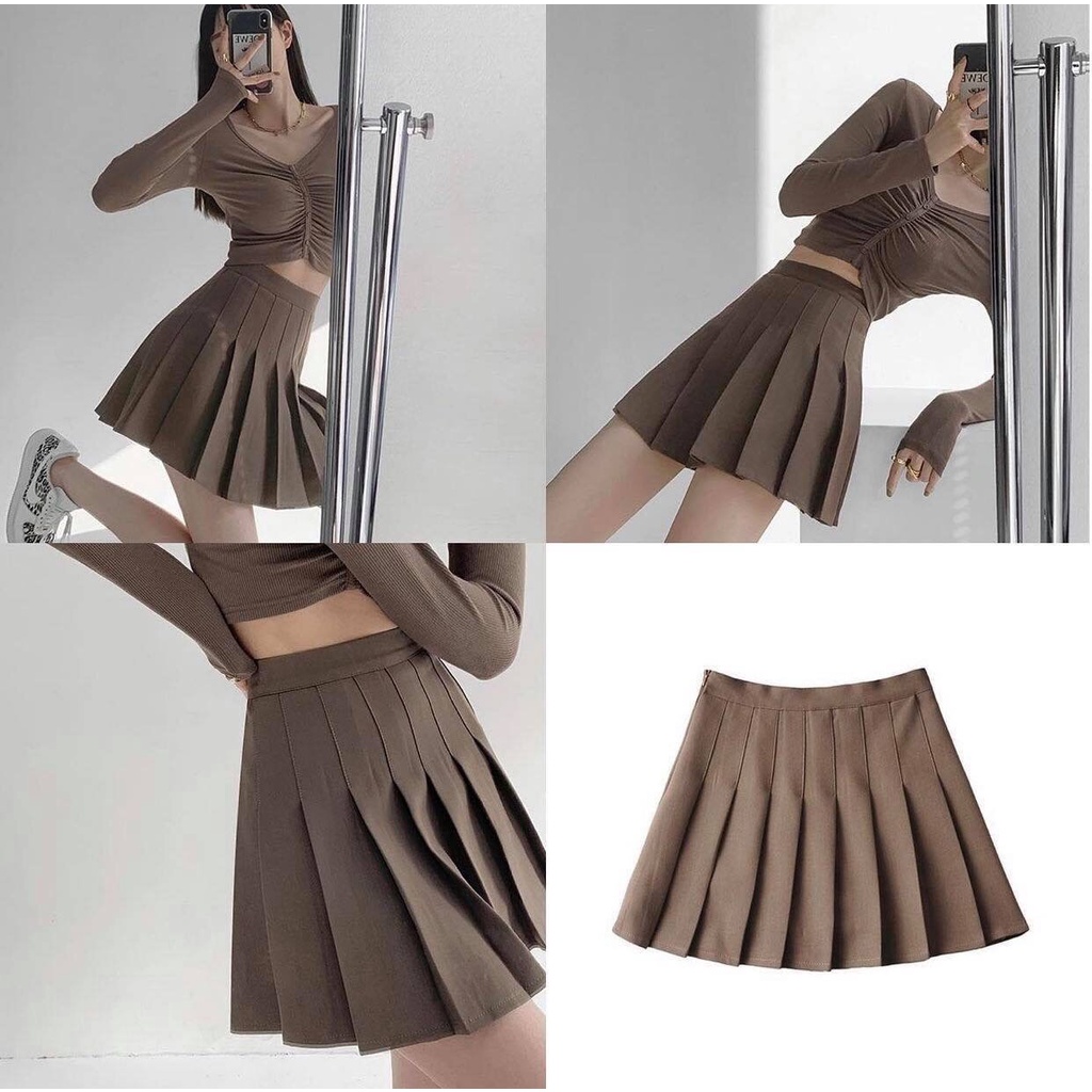 Chân Váy Xếp Ly Chân Váy Tennis Xếp Ly Ngắn Cạp Cao Có Quần Trong Chất Tuyết Mưa Dày Dặn | BigBuy360 - bigbuy360.vn