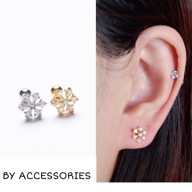 Bông tai đá hoa tuyết lấp lánh WE200201