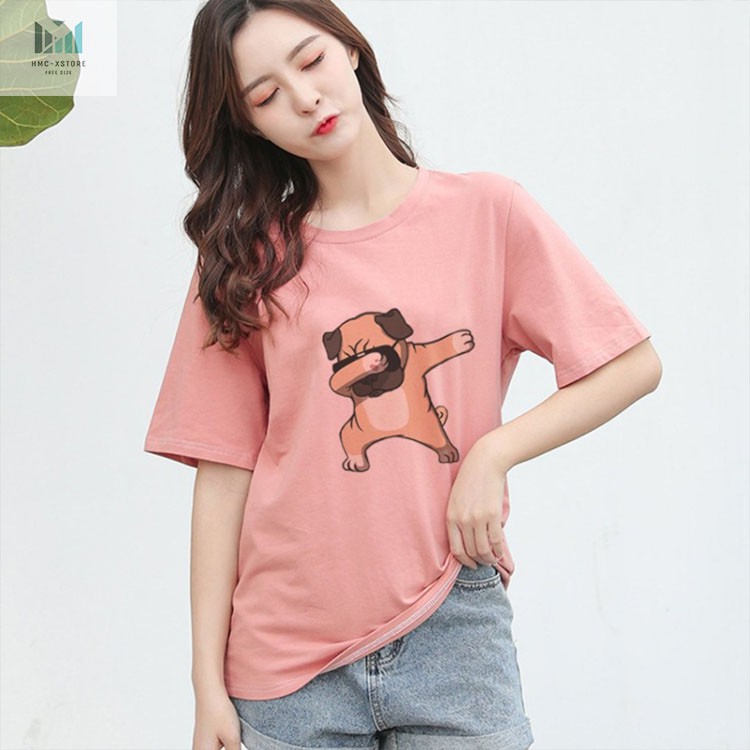 Áo Thun Tay Lỡ Áo Phông Tay Lỡ Unisex Form Rộng In Hình Chó PUG