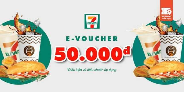 E-Voucher trị giá 50.000 tại hệ thống cửa hàng 7-Eleven