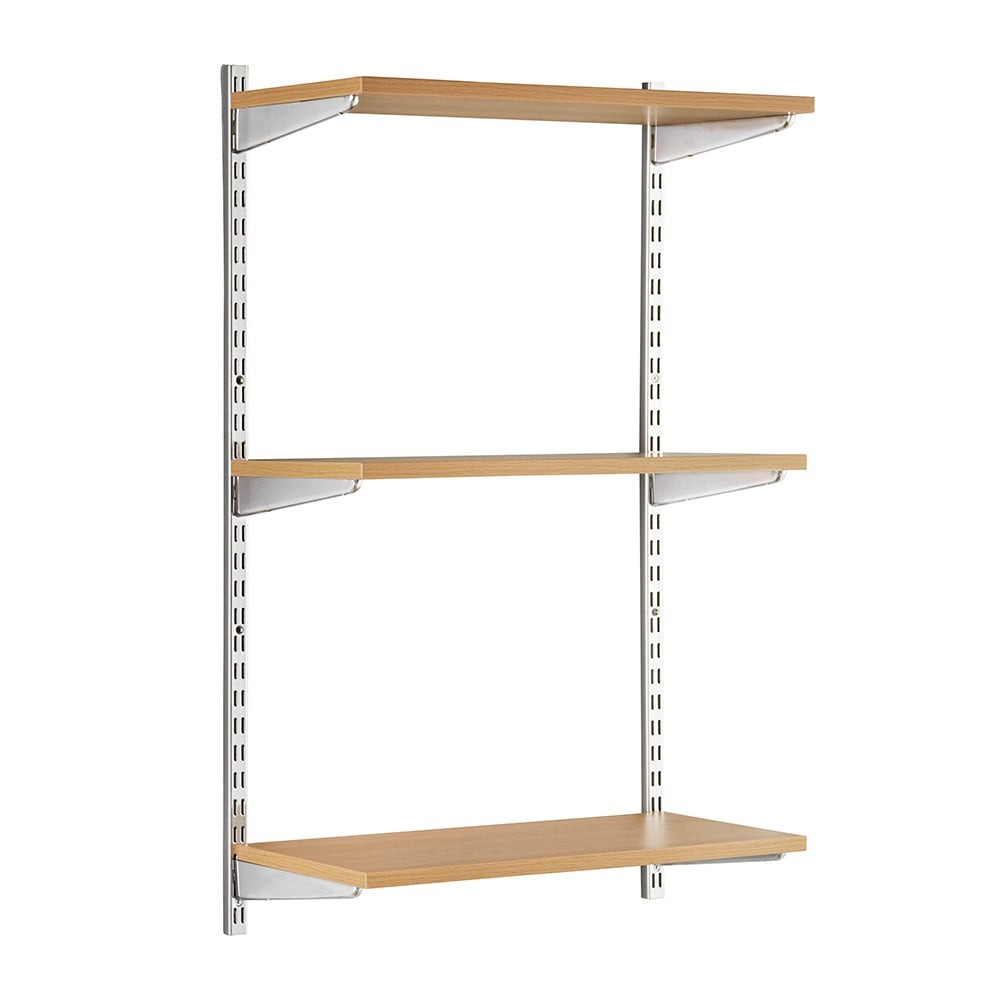 Kệ Railshelf 3 tầng H120cm - Kệ treo tường tùy biến kích thước &amp; vị trí màu trắng/vân sồi hiện đại