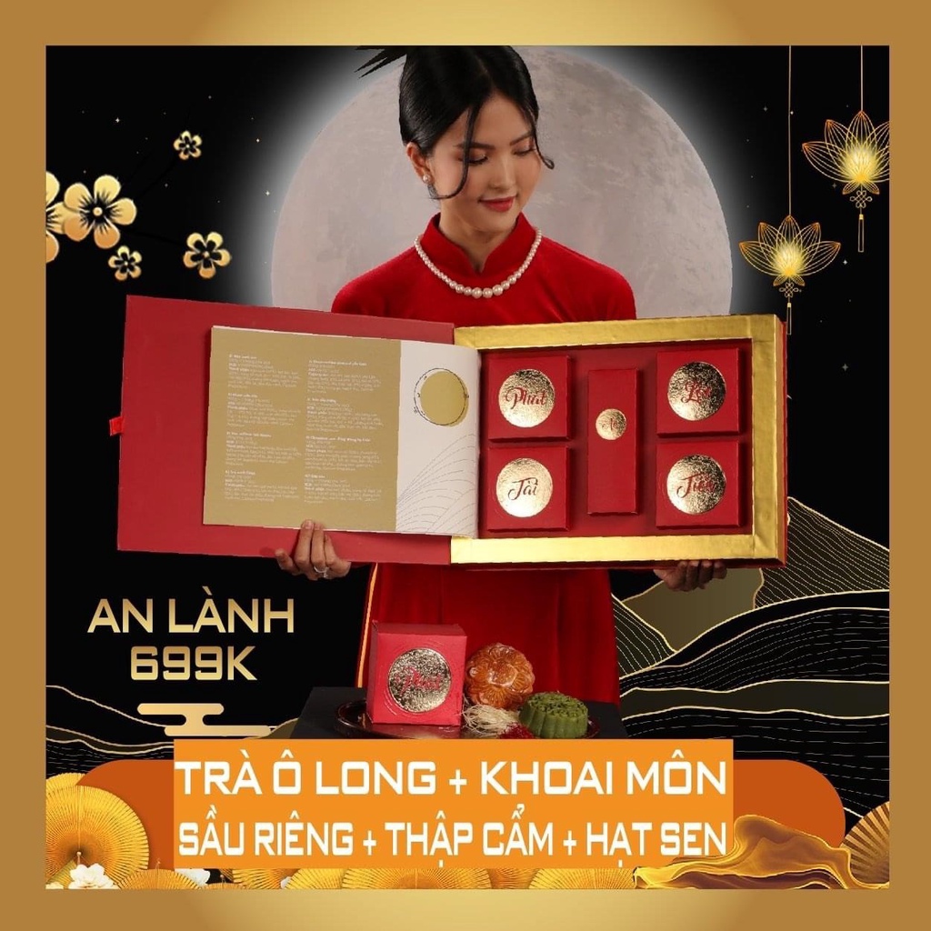 Bánh trung thu Nonglamfood | Phượng Cát An Lành - Hộp 4 bánh 1 trà lài