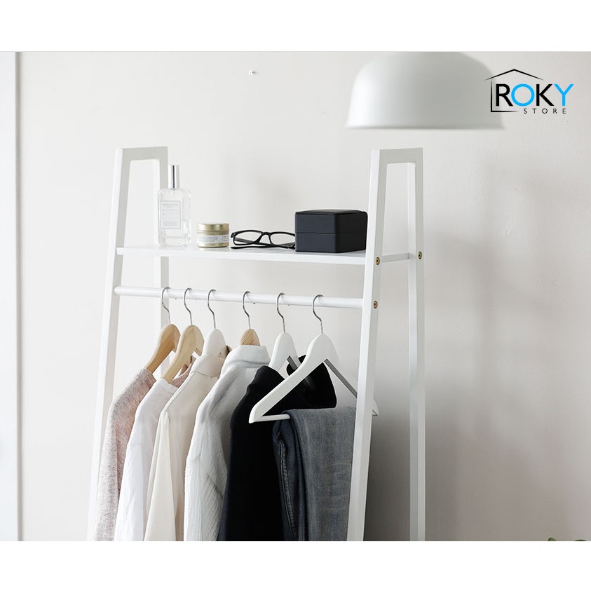 TỦ TREO QUẦN ÁO 2 TẦNG MÀU TRẮNG - LADDER HANGER 2F WHITE - ROKY STORE - GIÁ TREO HÌNH THANG