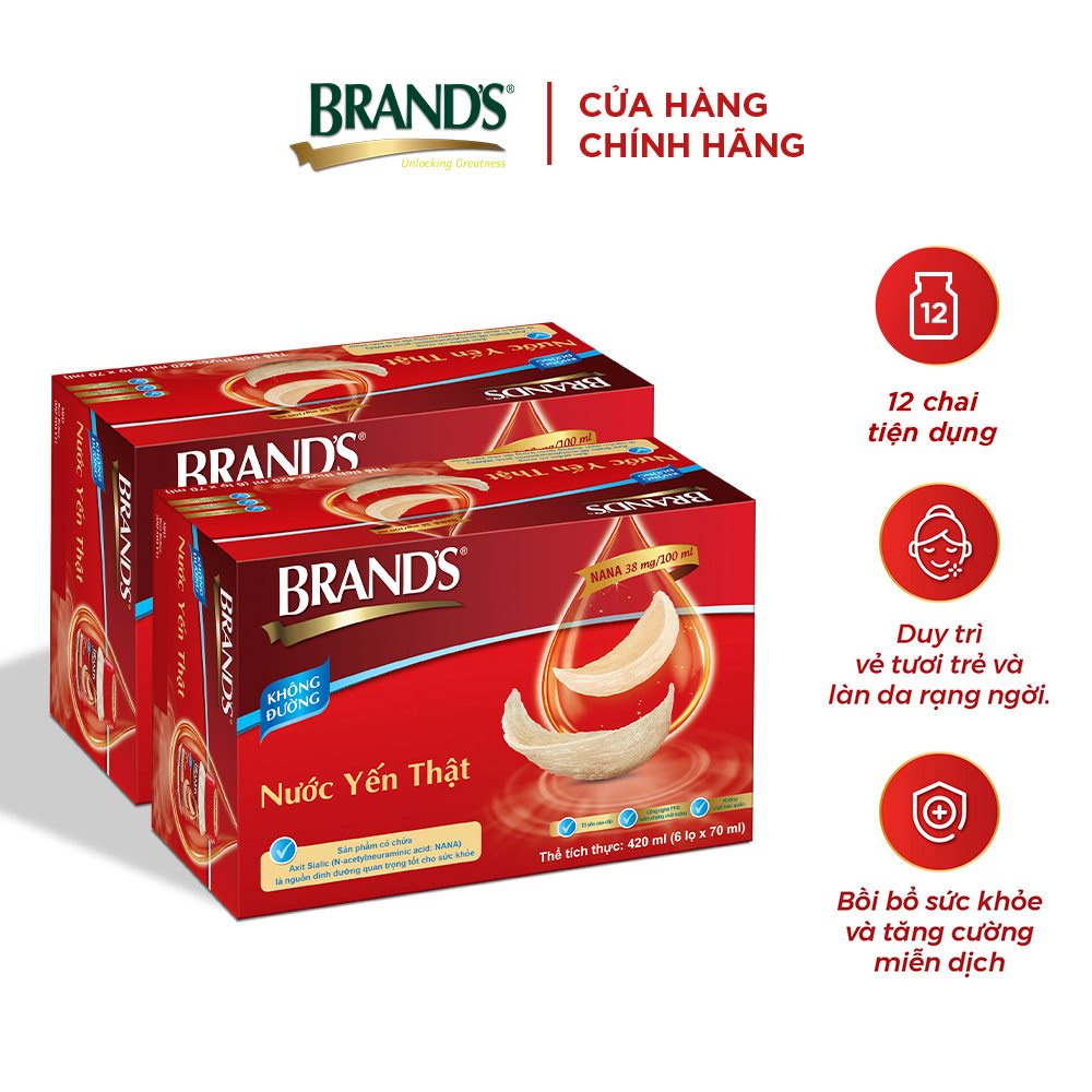 Combo 2 Nước yến thật BRAND'S không đường (70 ml x 12 lọ)