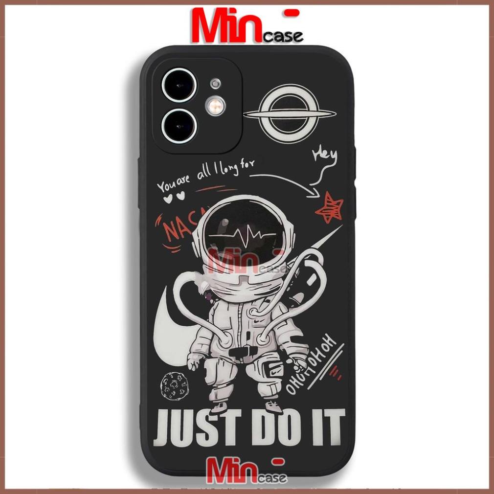Ốp lưng iPhone Phi hành gia Nasa Cute cạnh viền vuông silicon mềm dẻo cho iphone 6/6s/7/8/X/XS/11/12/13 Pro Plus Max