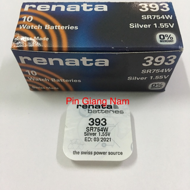 Pin đồng hồ Pin 393 SR754W Renata 1.55V vỉ 1 viên