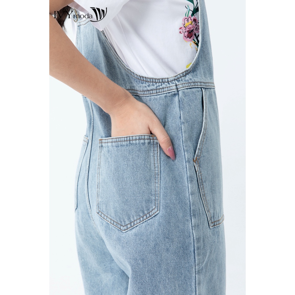 [NHẬP WABRTL5 GIẢM 10% TỐI ĐA 50K ĐH 250K ]Quần yếm jeans nữ bạc màu IVY moda MS 18B8018