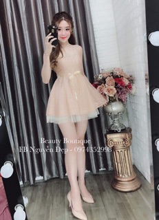 Đầm Ren Phối Lưới Đính Cườm