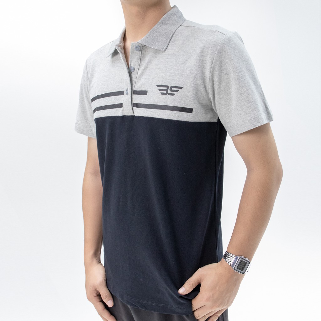 Áo Polo nam cổ bẻ phối UCO vải cotton cá sấu cao cấp, chuẩn form, sang trọng lịch sự màu đen, ghi ATS0444 - EMSPO