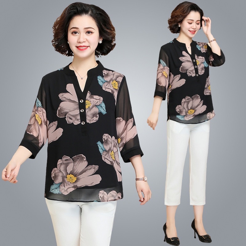 Áo hoa quý cô trung niên cao cấp  LT29-1221