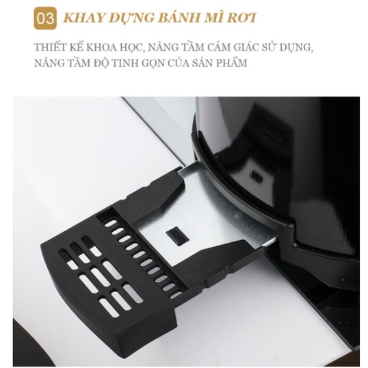 [Tiross-Việt Nam]Máy Nướng Bánh Mỳ 2 Ngăn Tiross TS9659 Lò Nướng Bánh ăn sáng gia đình, 800W, SP chính hãng Bh 1 năm