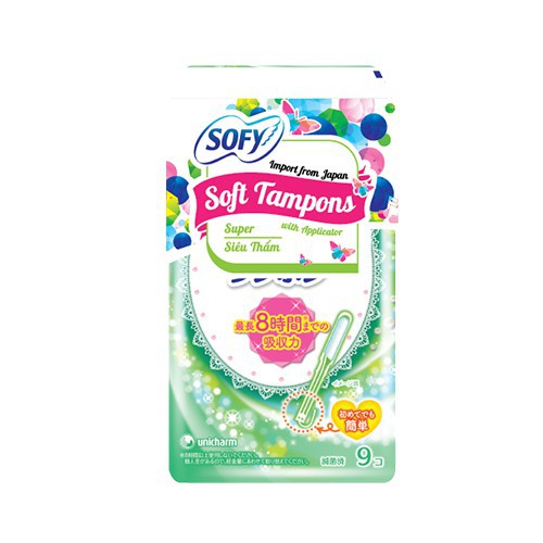 BVS Sofy Soft Tampon - Băng vệ sinh Sofy Soft Tampon Super siêu thấm gói 9 miếng (Hàng nhập khẩu)