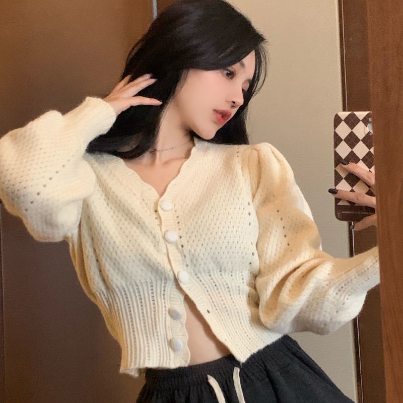 Áo khoác cardigan tay dài phồng thiết kế mới thời trang thu đông dành cho nữ