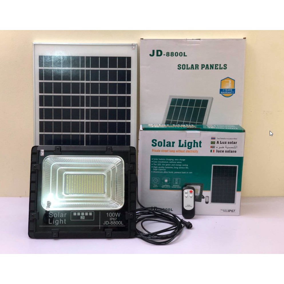 Đèn Pha năng Lượng mặt Trời JINDIAN 100W JD-8800L - Electric24h