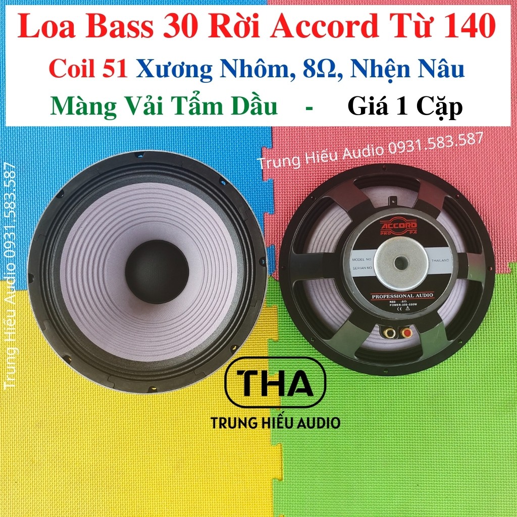 Loa Bass 30 Rời Accord Từ 140 Coil 51 8Ω, Màng Vãi Nhện Cao Nâu, Loa Bát 30 Gân Vãi Tẩm Dầu (Giá 1 Cặp) Trung Hiếu Audio