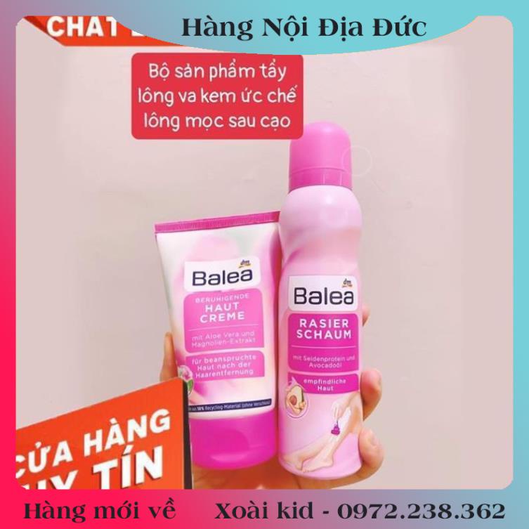 Kem dưỡng da sau cạo wax lông, bọt cạo lông và set dao cạo Balea Đức- Nội địa Đức Đủ Bill