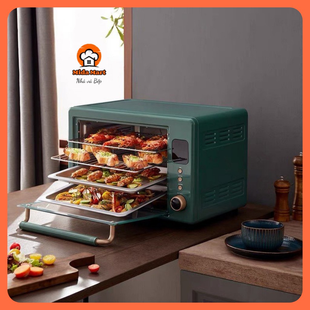🔥 LÒ NƯỚNG ĐA NĂNG 35L MÀU XANH RETRO BEAR DKX-A35S2 CHÍNH HÃNG BẢO HÀNH 6 THÁNG 🔥