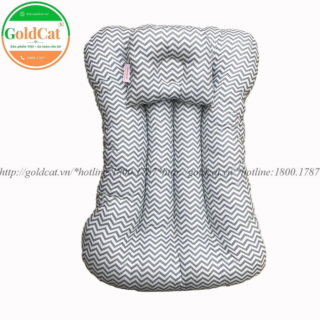 Đệm Ngủ Thông Minh GOLDCAT Chất Liệu Cotton Lụa Mềm Mịn, Thoáng Mát Giúp Massage Cho Bé