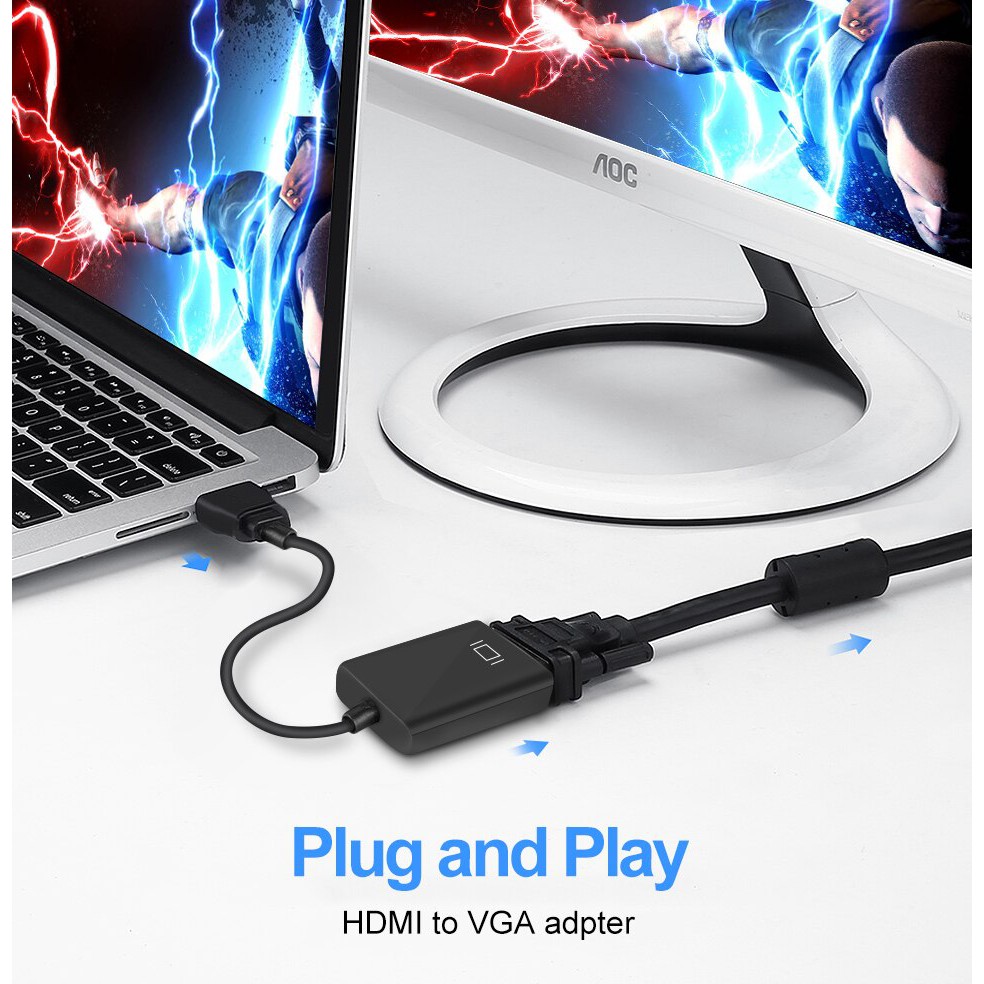 Adapter HDMI To VGA - Cáp Chuyển HDMI Sang VGA