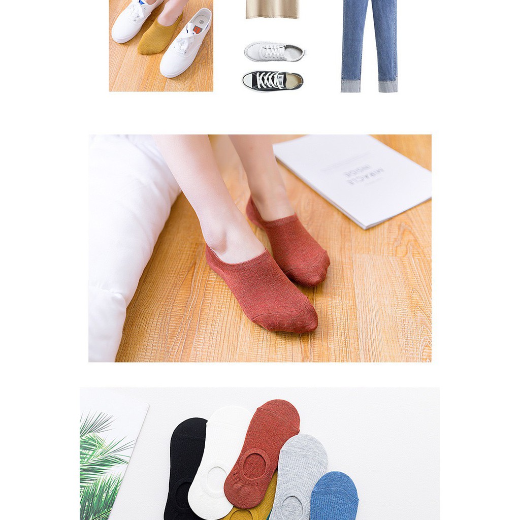 Tất Nữ ❤️FREESHIP❤️ Tất thuyền cổ ngắn mùa hè tiện lợi ❤️ Tất Cotton trơn chống trượt cho nữ mã YX2A