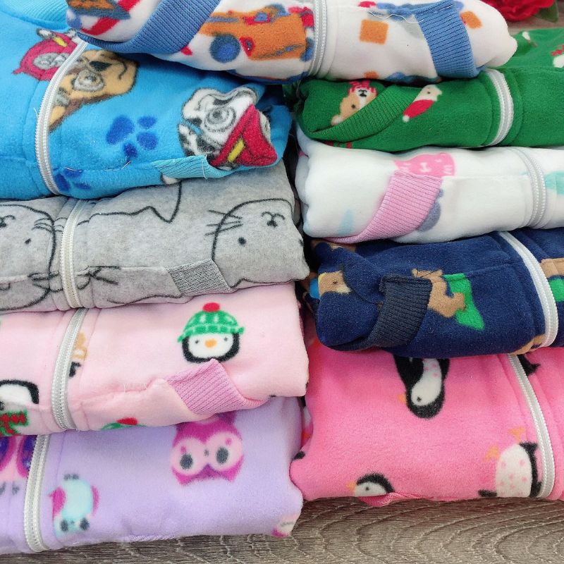 {12-25kg} Bộ nỉ nhung kéo khóa ấm áp cho bé trai, bé gái (hàng xuất dư đẹp)